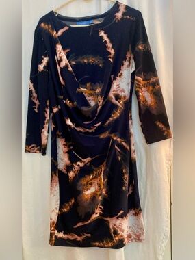 Simply Vera Vera Wang Black Abstract Print Drape Front Size M